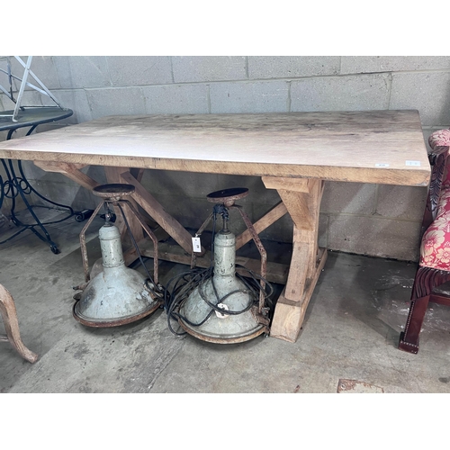 28 - An 18th century pale oak rectangular refectory dining table, length 174cm,  width 87cm, height 75cm ... 