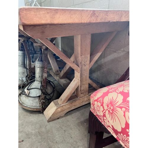 28 - An 18th century pale oak rectangular refectory dining table, length 174cm,  width 87cm, height 75cm ... 