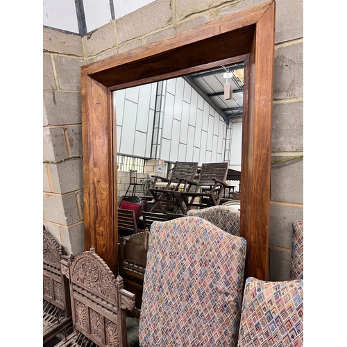 282 - A heavy teak framed mirror, width 120cm, height 200cm *Please note the sale commences at 9am.