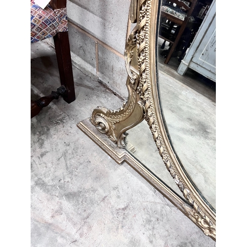 284 - A late Victorian gilt gesso overmantel mirror, width 144cm, height 150cm *Please note the sale comme... 