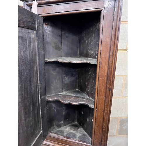 291 - Two 18th century style hanging corner cupboards, one in oak, the other walnut, width 52cm and 70cm *... 