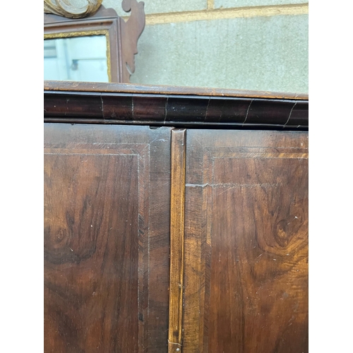 291 - Two 18th century style hanging corner cupboards, one in oak, the other walnut, width 52cm and 70cm *... 