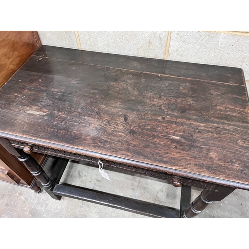 292 - A 17th century style oak side table, width 100cm *Please note the sale commences at 9am.