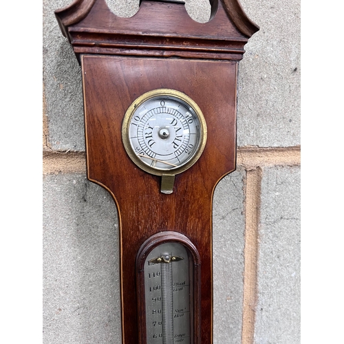 293 - An early 19th century strung mahogany wheel barometer, 109cm *Please note the sale commences at 9am.... 