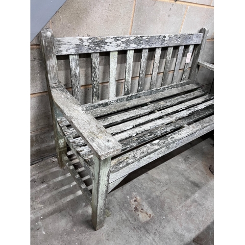 294 - A Lister weathered teak garden bench, length 128cm *Please note the sale commences at 9am.