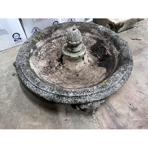 299 - A reconstituted stone garden fountain with associated pedestal, width 76cm *Please note the sale com... 