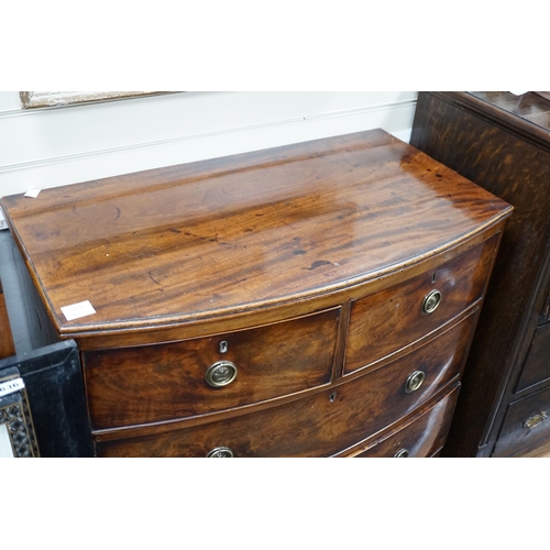 306 - An early 19th century mahogany four drawer bowfront chest, width 88cm *Please note the sale commence... 