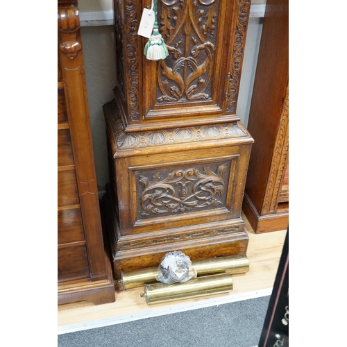 317 - A late Victorian Camerer Cuss & Co carved oak chiming longcase clock, height 237cm *Please note the ... 