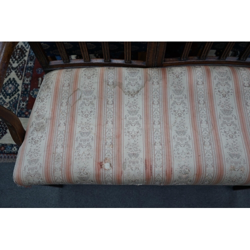 324A - A George III and later mahogany chair back settee, length 93cm, depth 44cm, height 88cm *Please note... 