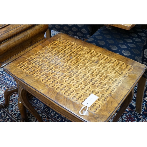 328 - A 19th century Continental walnut and parquetry occasional table, width 59cm *Please note the sale c... 