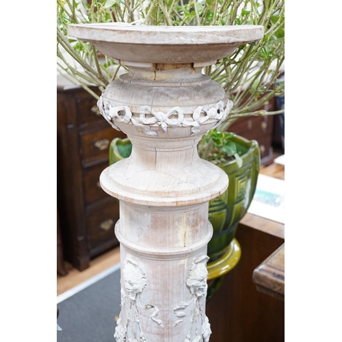 331 - A part painted composition and turned beech pedestal, height 131cm *Please note the sale commences a... 