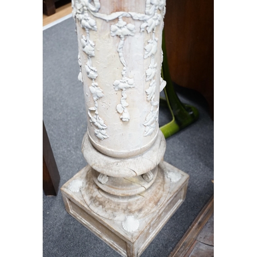 331 - A part painted composition and turned beech pedestal, height 131cm *Please note the sale commences a... 