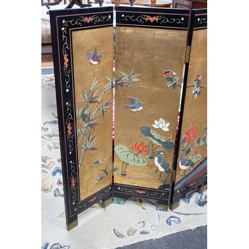 337 - A Chinese coromandel lacquer low four fold screen, height 92cm *Please note the sale commences at ... 