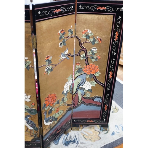 337 - A Chinese coromandel lacquer low four fold screen, height 92cm *Please note the sale commences at ... 