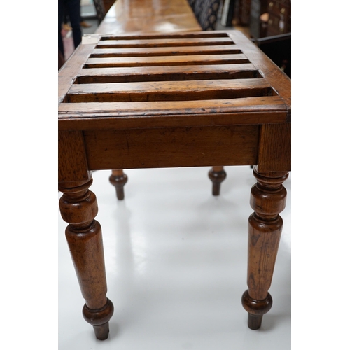 338 - An Edwardian oak and beech luggage rack, width 60cm *Please note the sale commences at 9am.