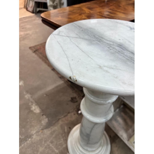 52 - A circular marble pedestal, diameter 35cm, height 80cm *Please note the sale commences at 9am.... 