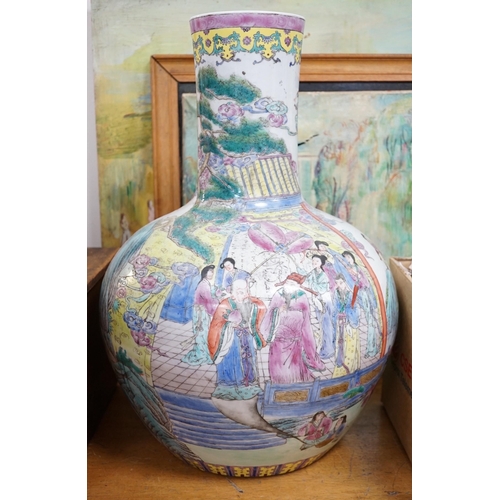 616A - A large 20th century Chinese famille rose bottle vase, 53cm