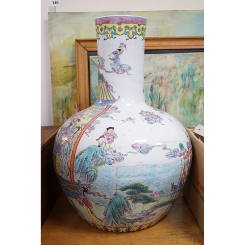 616A - A large 20th century Chinese famille rose bottle vase, 53cm