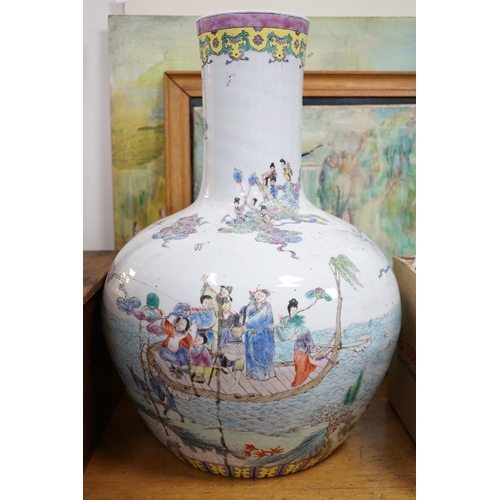 616A - A large 20th century Chinese famille rose bottle vase, 53cm