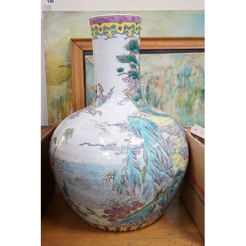 616A - A large 20th century Chinese famille rose bottle vase, 53cm