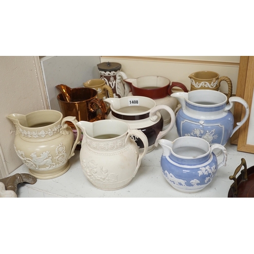 618 - A quantity of various 19th century jugs including Turner, Lane End