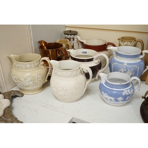 618 - A quantity of various 19th century jugs including Turner, Lane End