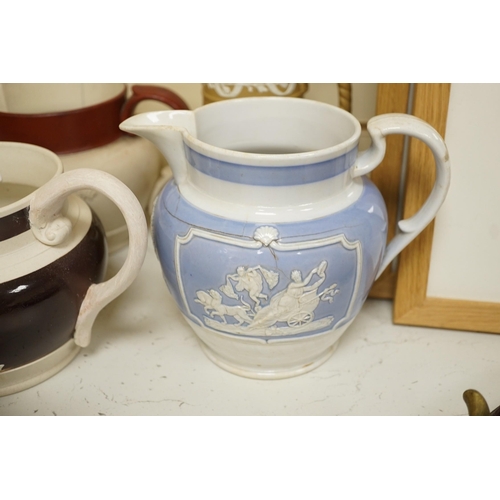 618 - A quantity of various 19th century jugs including Turner, Lane End