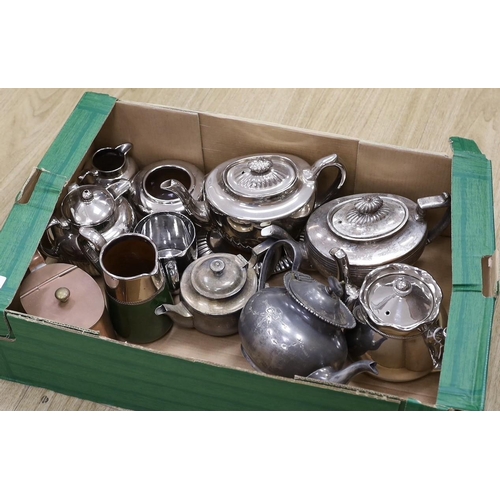 623 - A quantity of various tea pots including Burslem, copper and plated