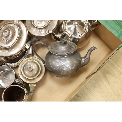 623 - A quantity of various tea pots including Burslem, copper and plated