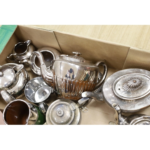 623 - A quantity of various tea pots including Burslem, copper and plated