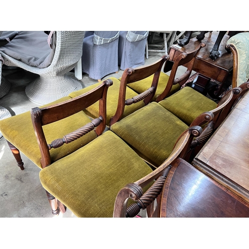 70 - A set of six Regency brass inlaid mahogany dining chairs *Please note the sale commences at 9am.... 