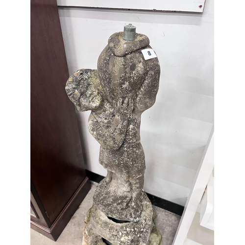 8 - A reconstituted stone figural garden fountain, height 102cm *Please note the sale commences at 9am.... 