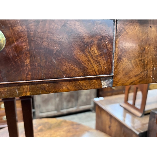 89 - A George III mahogany rectangular folding tea table, width 86cm, depth 42cm, height 73cm *Please not... 