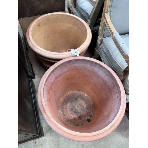 91 - A pair of circular Italian terracotta planters, diameter 55cm, height 46cm *Please note the sale com... 