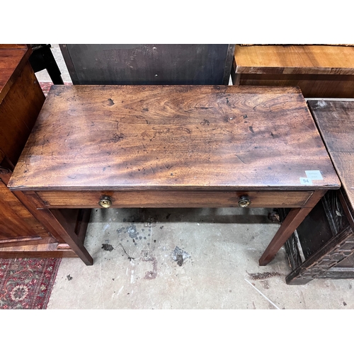 94 - A George III mahogany side table with single drawer, width 91cm, depth 44cm, height 72cm *Please not... 