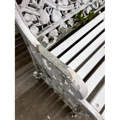 97 - A Victorian style 'Lily of the Valley' pattern aluminium slatted garden bench, length 128cm, depth 6... 