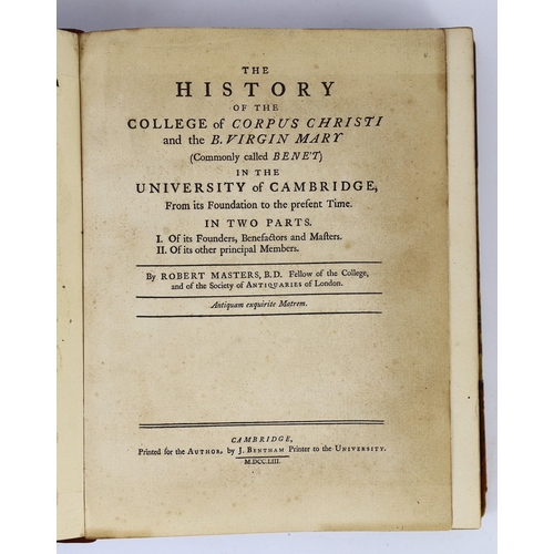 12 - ° ° CAMBS: Lamb, John - Masters' History of the College of Corpus Christi; and the Blessed Virgin Ma... 
