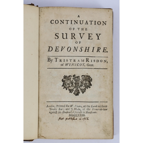 23 - ° ° DEVON: Risdon, Tristram - A Continuation of the Survey of Devonshire ... (2nd edition). text dec... 
