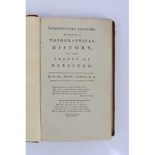 34 - ° ° HEREFORDS: Lodge, Rev. John - Introductory Sketches towards a Topographical History, of the Coun... 