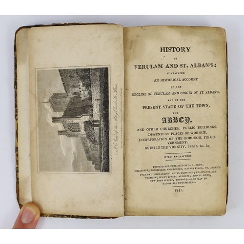 36 - ° ° HERTS: A Short Account of Verulam and St. Albans ... old limp leather cloth, sm.cr.8vo. 1815; Wi... 