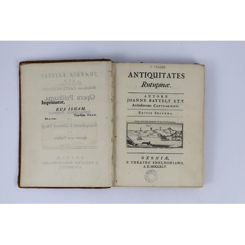 56 - ° ° KENT:  Battely, John - Antiquitates Rutupinae. editio secunda. title vignette, 4 maps and 8 plat... 