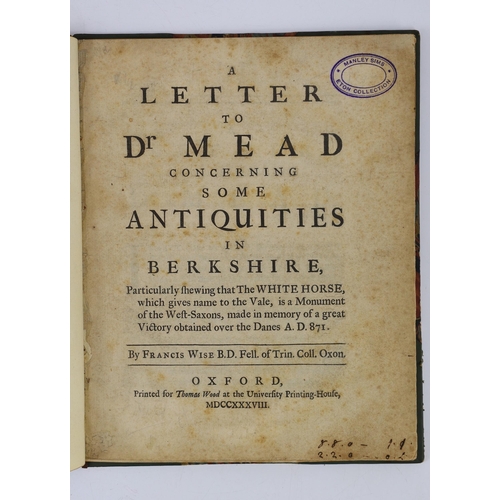 8 - ° ° BERKS: Wise, Francis - A Letter to Dr Mead concerning some Antiquities in Berkshire, particularl... 