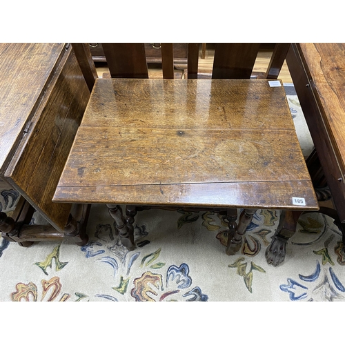 185 - A Charles II small oak centre table, c.1680, the rectangular top over a shaped apron, square and tur... 
