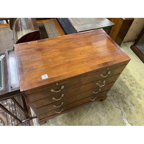 23 - A George III style banded mahogany chest with brushing slide, width 92cm, depth 49cm, height 86cm... 