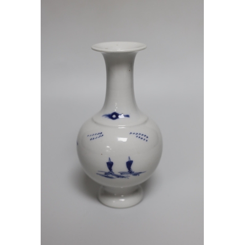 255 - A Chinese blue and white small landscape vase, Jiaqing period, c.1800, 17cm