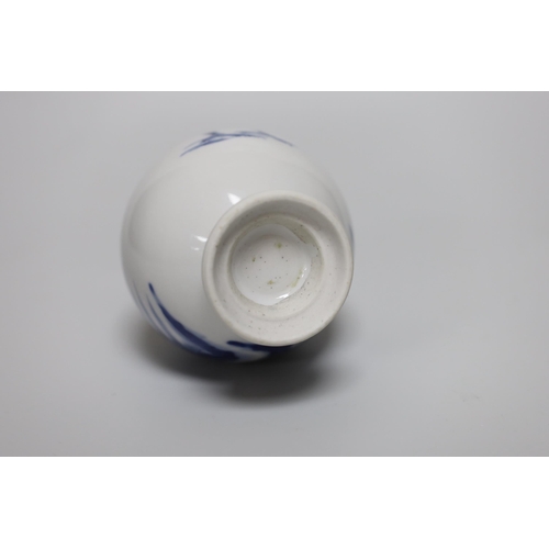 255 - A Chinese blue and white small landscape vase, Jiaqing period, c.1800, 17cm