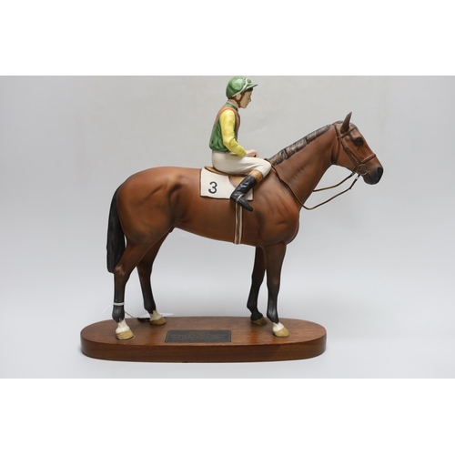 258 - A Beswick model of a jockey and horse. Nijinski, Lester Piggott up, 1970 winner of the English Trip... 