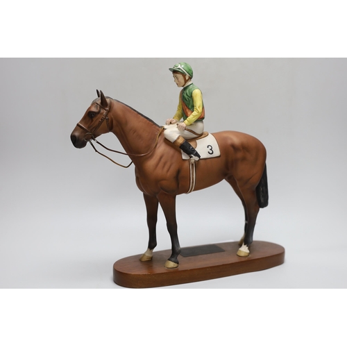258 - A Beswick model of a jockey and horse. Nijinski, Lester Piggott up, 1970 winner of the English Trip... 