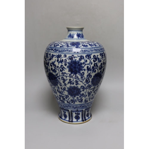 283 - A Chinese blue and white meiping, 36cm