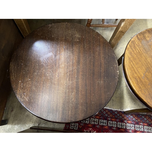 31 - A pair of circular mahogany and beech occasional tables, diameter 61cm, height 46cm